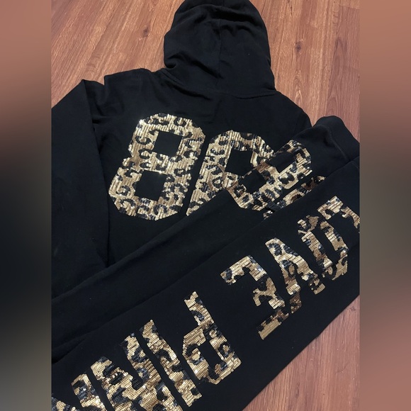 PINK Victoria's Secret 86 leopard bling hoodie / Sweatpants vintage outfit S - Picture 4 of 15